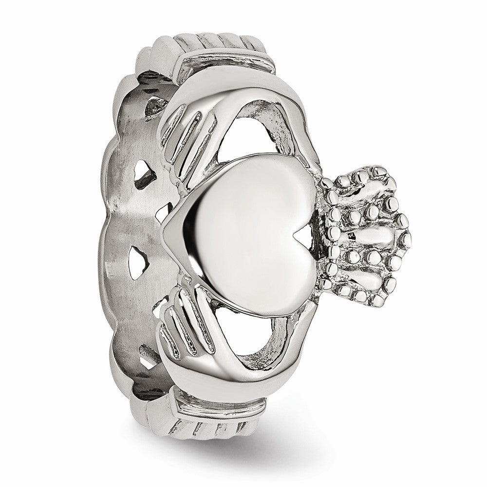 Stainless Steel Polished Claddagh Ring with Braided Band 6mm Elegant - 5