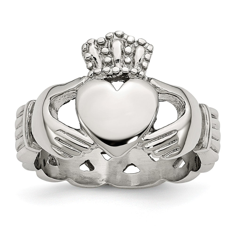 Stainless Steel Polished Claddagh Ring with Braided Band 6mm Elegant - 5