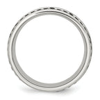 Black Ceramic Inlay Wedding Band in Stainless Steel with Black CZ, 9mm