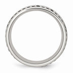 Black Ceramic Inlay Wedding Band in Stainless Steel with Black CZ, 9mm