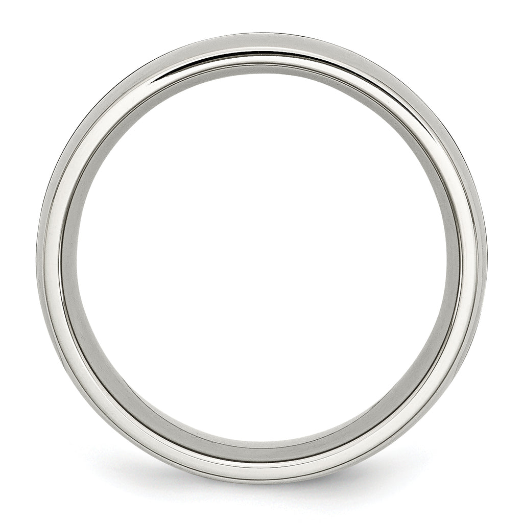 Black Ceramic Inlay Wedding Band in Stainless Steel, 9mm
