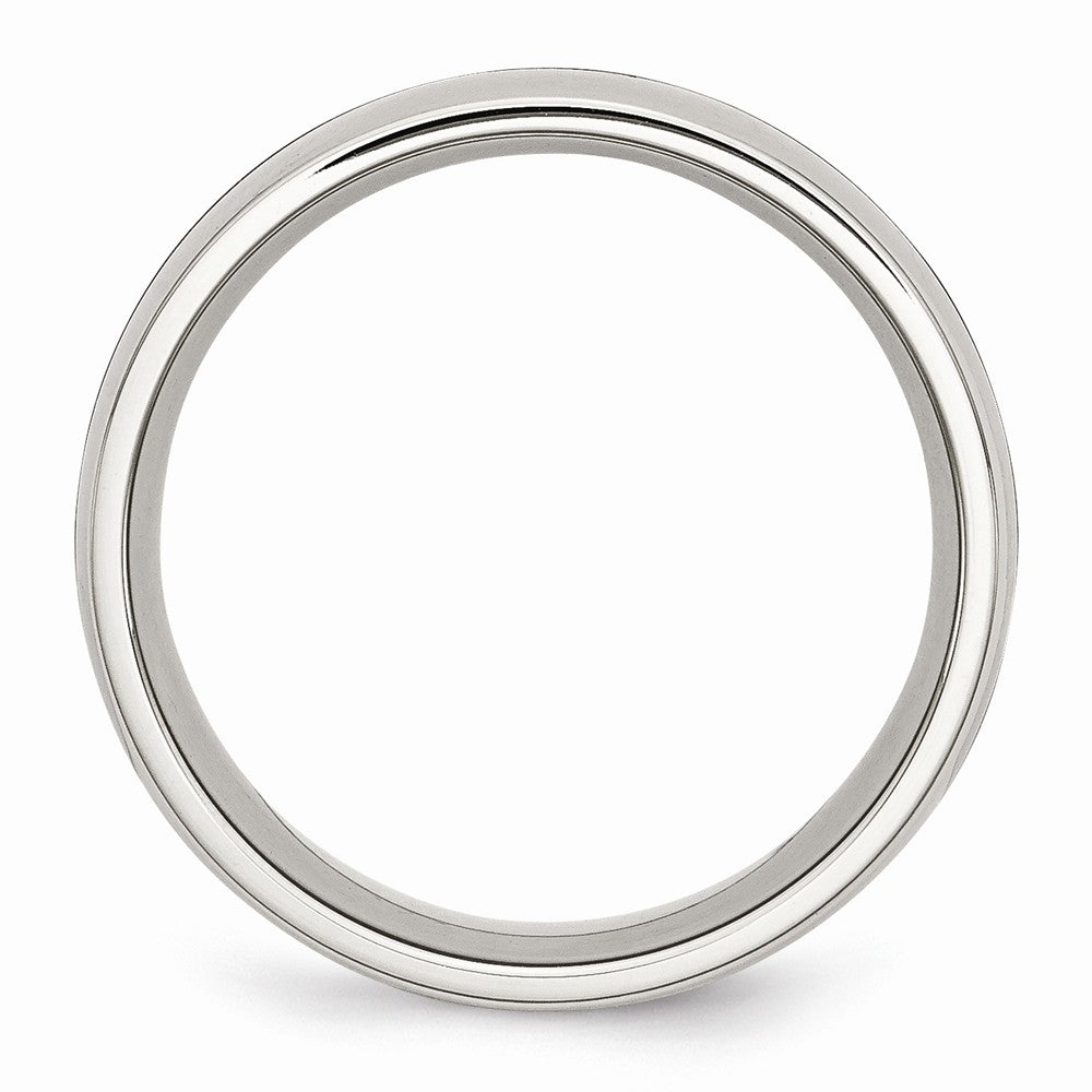 Stainless Steel Wedding Band with Polished Black Ceramic Inlay Engravable 9mm Secondary image