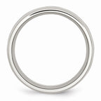 Stainless Steel Wedding Band with Polished Black Ceramic Inlay Engravable 9mm