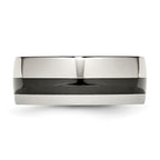 Black Ceramic Inlay Wedding Band in Stainless Steel, 9mm