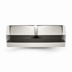 Stainless Steel Wedding Band with Polished Black Ceramic Inlay Engravable 9mm