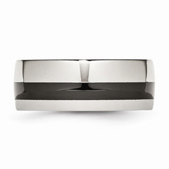 Stainless Steel Wedding Band with Polished Black Ceramic Inlay Engravable 9mm