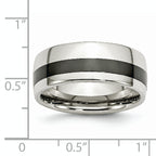 Black Ceramic Inlay Wedding Band in Stainless Steel, 9mm