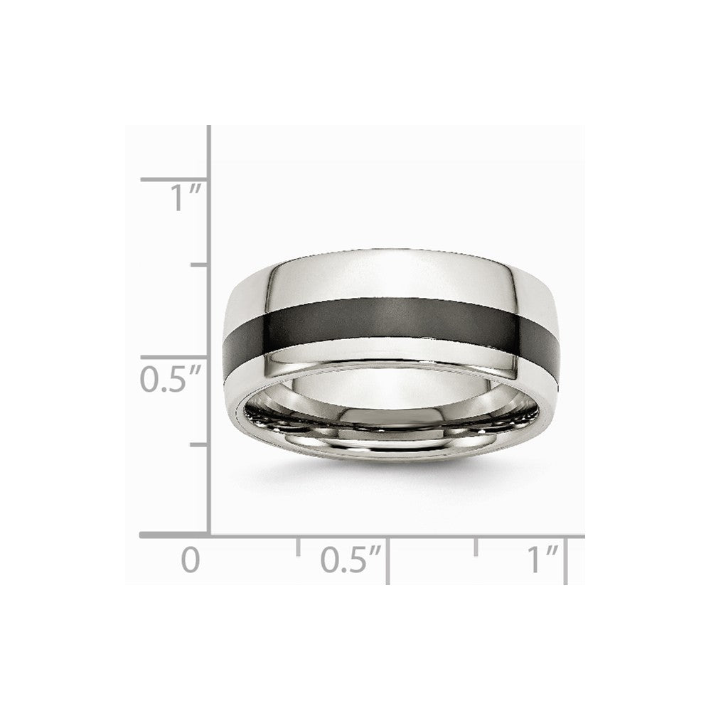 Stainless Steel Polished Black Ceramic Inlay 9.00mm Band