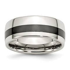 Stainless Steel Polished Black Ceramic Inlay 9.00mm Band