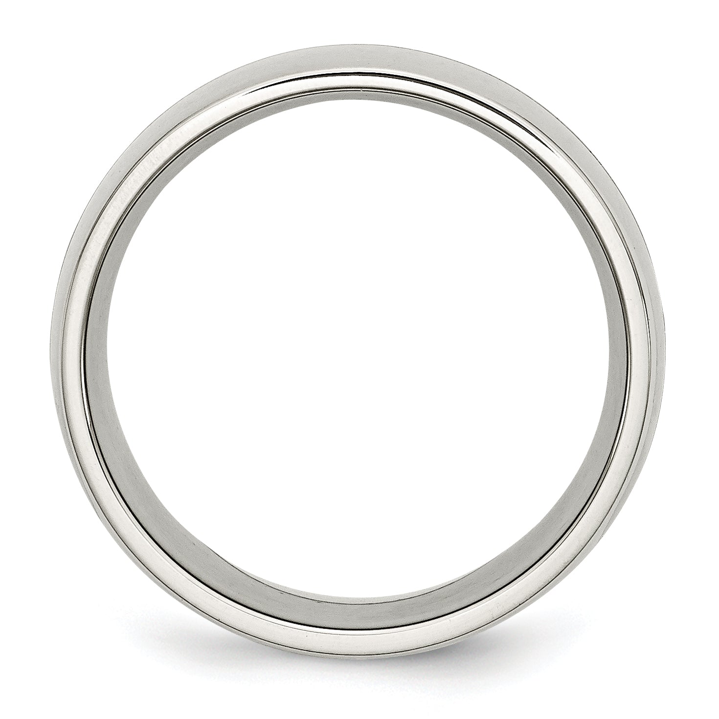 Stainless Steel Polished White Ceramic Inlay 9mm Band