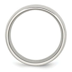 Stainless Steel Polished White Ceramic Inlay 9mm Band