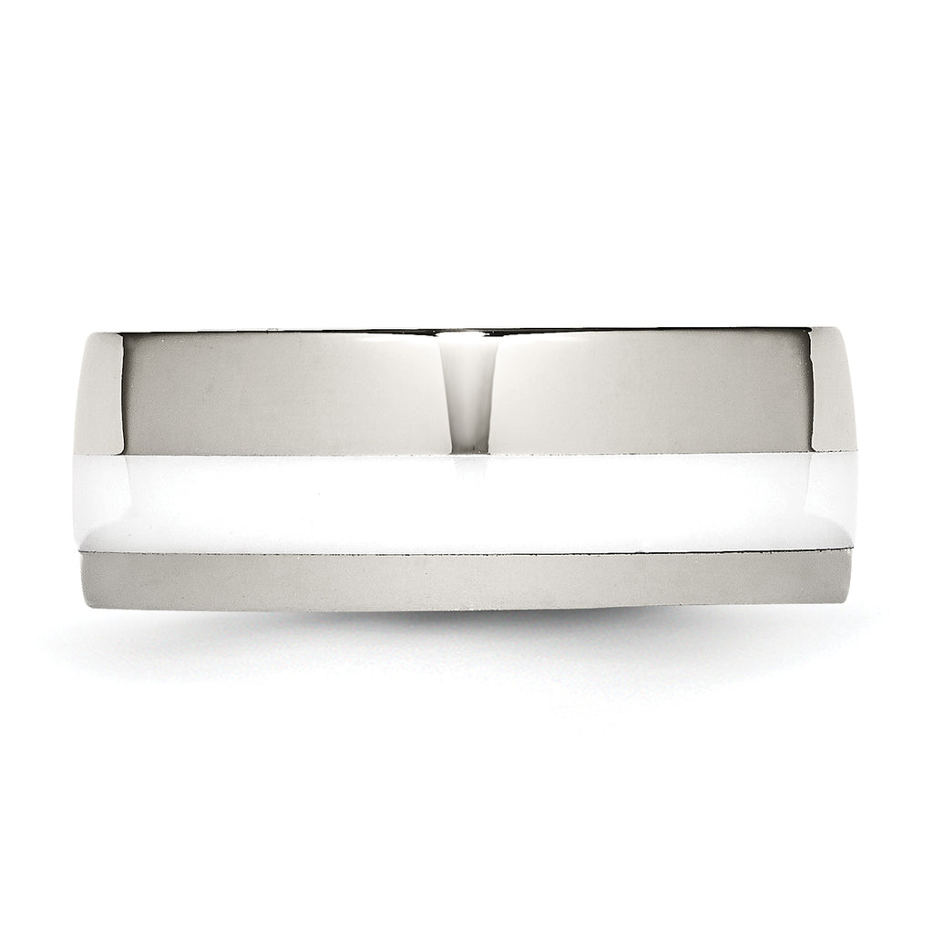 Ceramic Inlay Wedding Band in Stainless Steel, 9mm