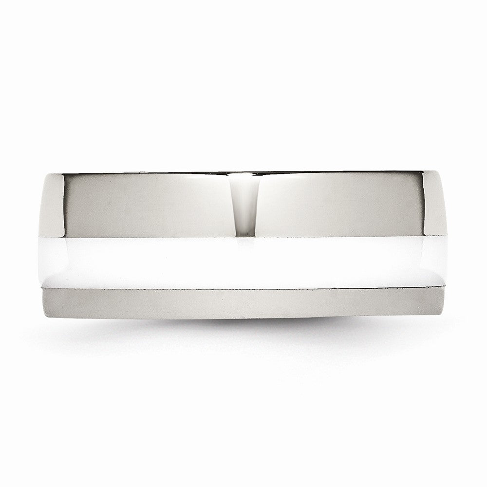 Ceramic Inlay Wedding Band in Stainless Steel, 9mm