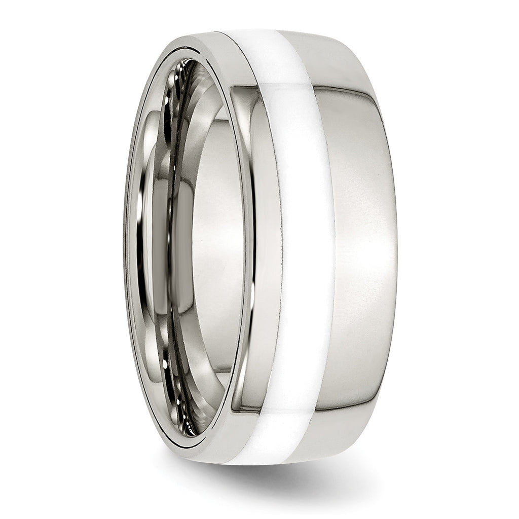 Ceramic Inlay Wedding Band in Stainless Steel, 9mm