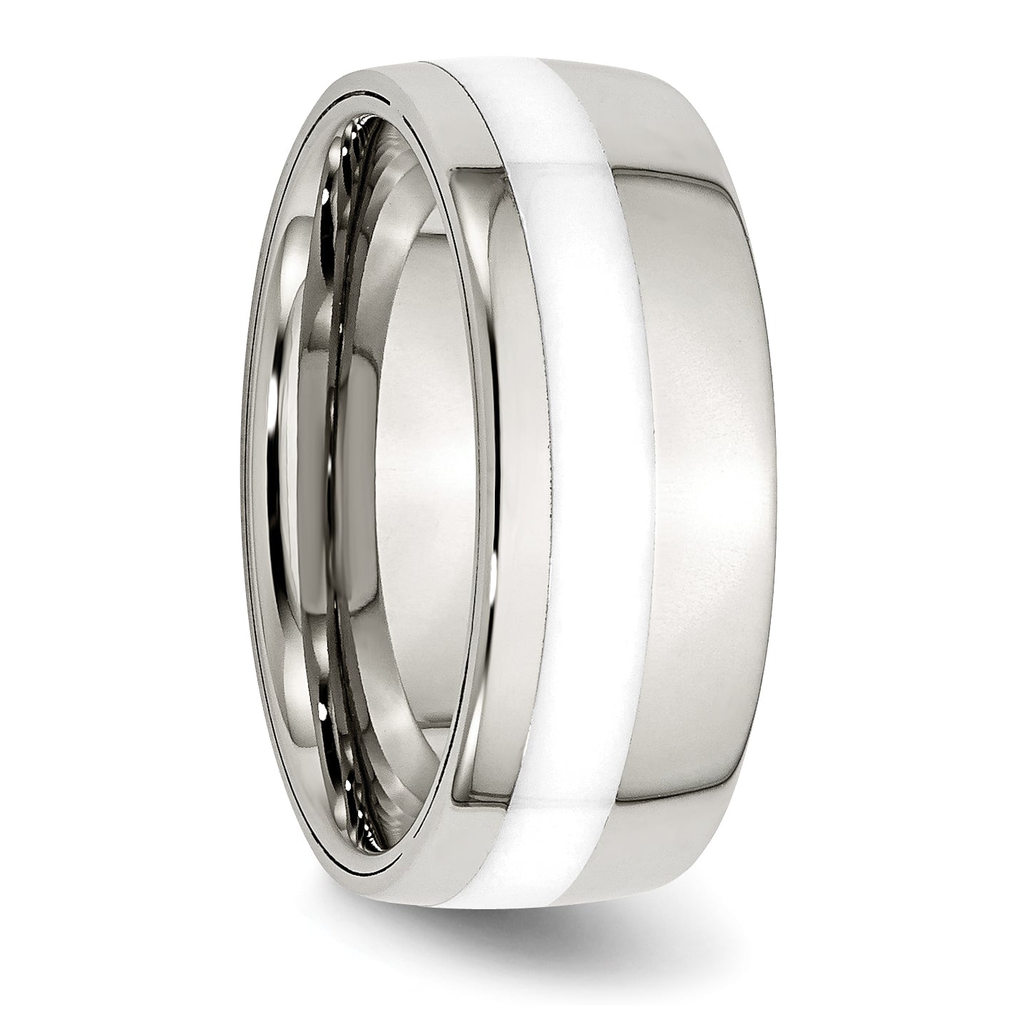 Ceramic Inlay Wedding Band in Stainless Steel, 9mm
