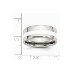 Stainless Steel Polished White Ceramic Inlay 9.00mm Band
