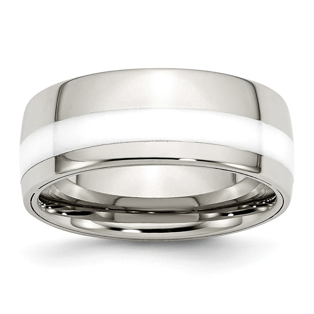 Ceramic Inlay Wedding Band in Stainless Steel, 9mm