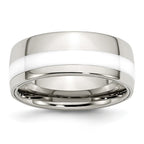 Ceramic Inlay Wedding Band in Stainless Steel, 9mm
