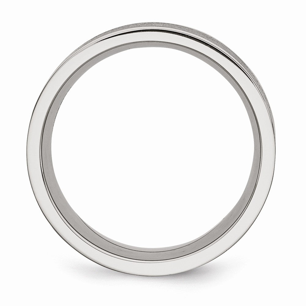 Stainless Steel Brushed Wedding Band with Engravable Black Rubber Accent
