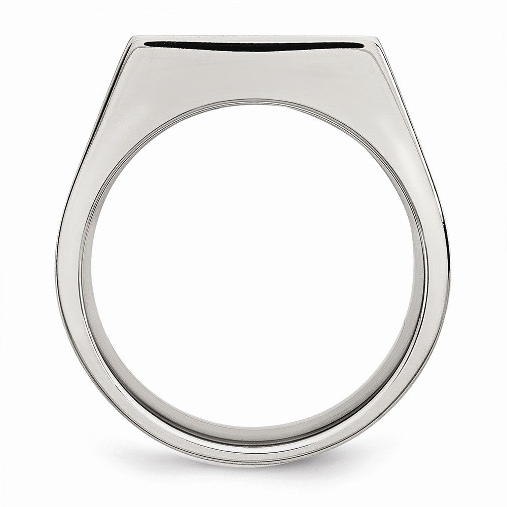 Stainless Steel Signet Ring with Polished and Brushed Finish Secondary image