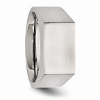Stainless Steel Signet Ring with Polished and Brushed Finish
