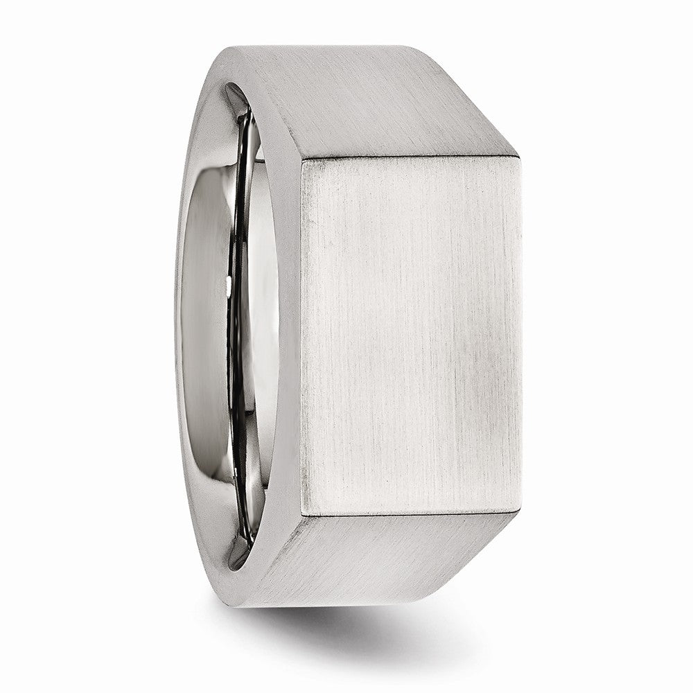 Stainless Steel Signet Ring with Polished and Brushed Finish