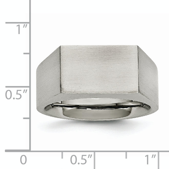 Stainless Steel Brushed and Polished Signet Ring