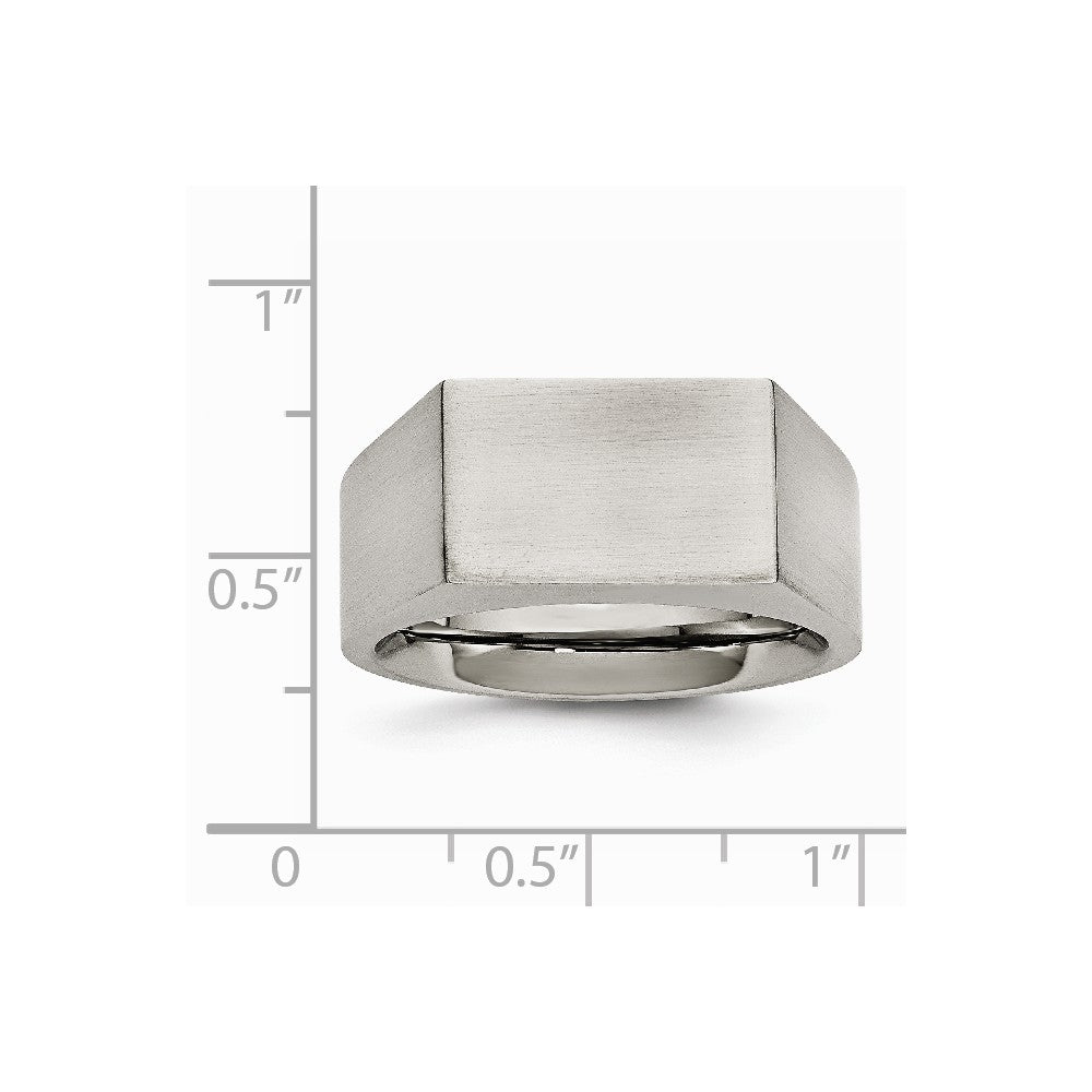 Stainless Steel Polished and Brushed Signet Ring