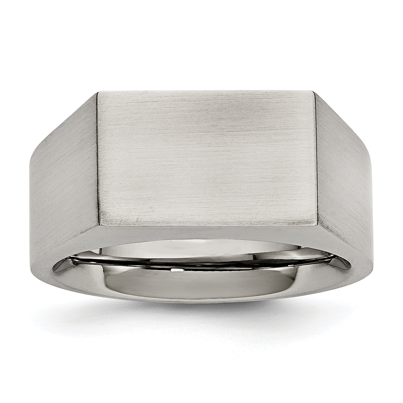 Stainless Steel Brushed and Polished Signet Ring Main image