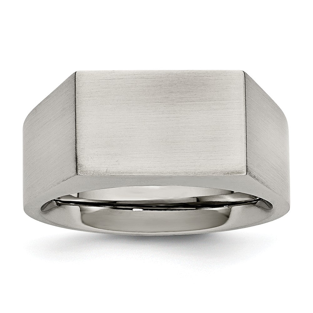 Stainless Steel Signet Ring with Polished and Brushed Finish