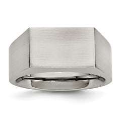 Stainless Steel Signet Ring with Polished and Brushed Finish
