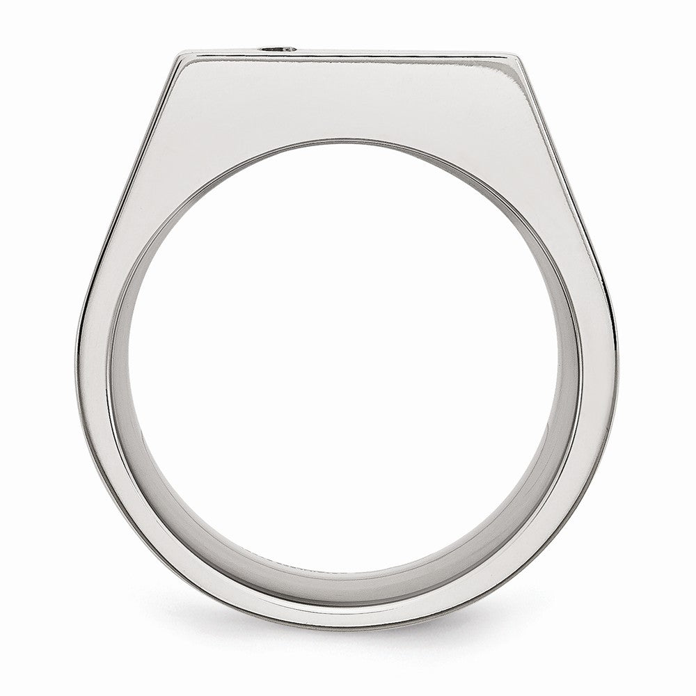 Sophia Jewelers Polished Stainless Steel CZ Signet Men's Ring Secondary image