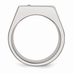 Stainless Steel Polished CZ Signet Ring