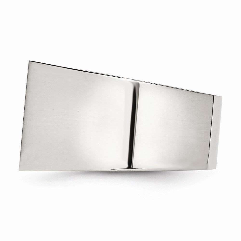 Sophia Jewelers Polished Stainless Steel CZ Signet Men's Ring