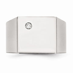Sophia Jewelers Polished Stainless Steel CZ Signet Men's Ring - 9