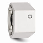 Sophia Jewelers Polished Stainless Steel CZ Signet Men's Ring