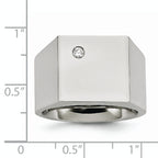 Stainless Steel Polished CZ Signet Ring