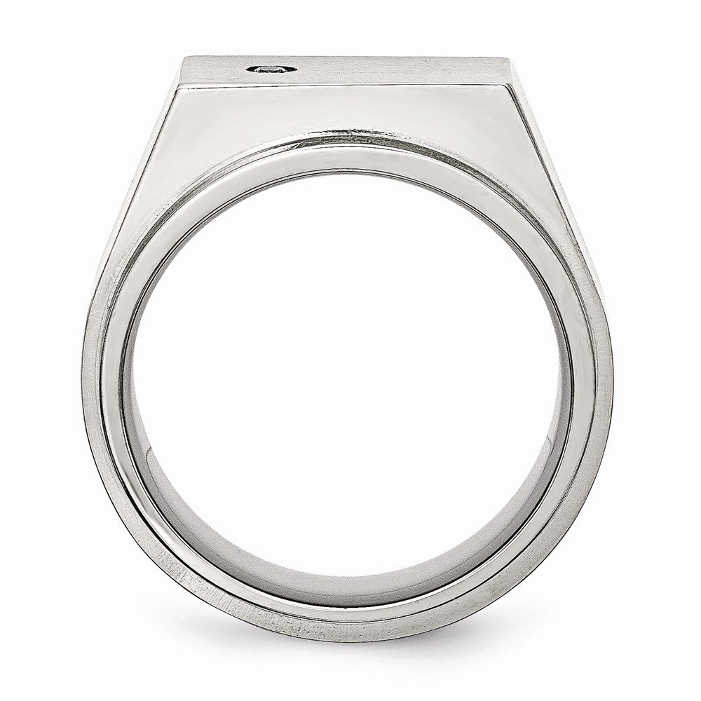 Sophia Jewelers Stainless Steel CZ Men's Signet Ring with Polished & Brushed Finish - 9 - 9