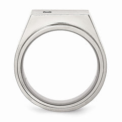 Sophia Jewelers Stainless Steel CZ Men's Signet Ring with Polished & Brushed Finish - 9 - 9