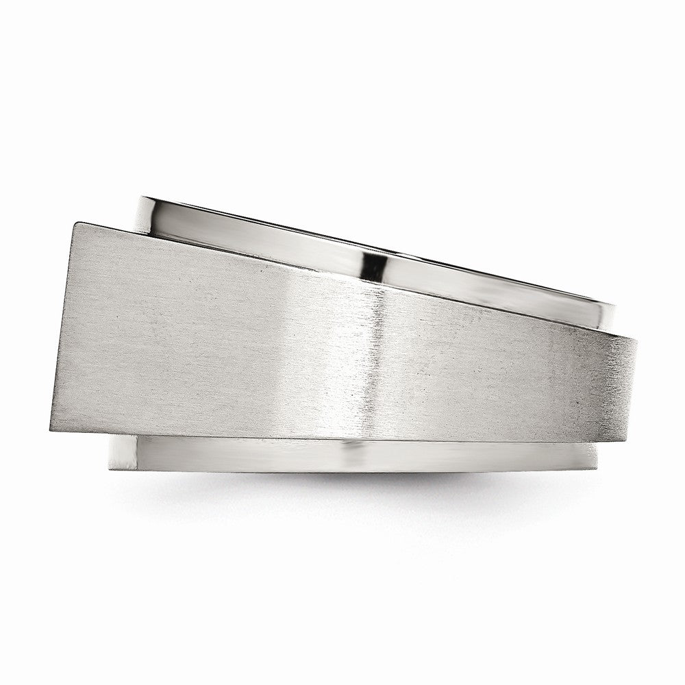 Sophia Jewelers Stainless Steel CZ Men's Signet Ring with Polished & Brushed Finish - 9 - 9