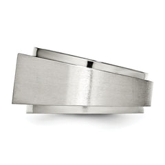 StainleSterling Silver Steel Brushed and Polished CZ Signet Ring
