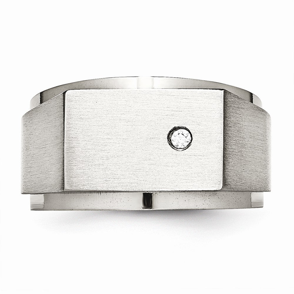 Sophia Jewelers Stainless Steel CZ Men's Signet Ring with Polished & Brushed Finish - 9 - 9