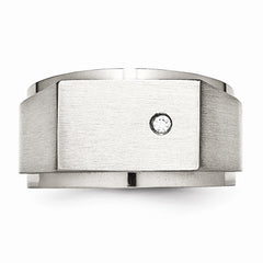 Sophia Jewelers Stainless Steel CZ Men's Signet Ring with Polished & Brushed Finish - 9 - 9