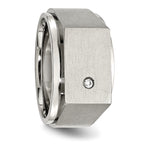 StainleSterling Silver Steel Brushed and Polished CZ Signet Ring