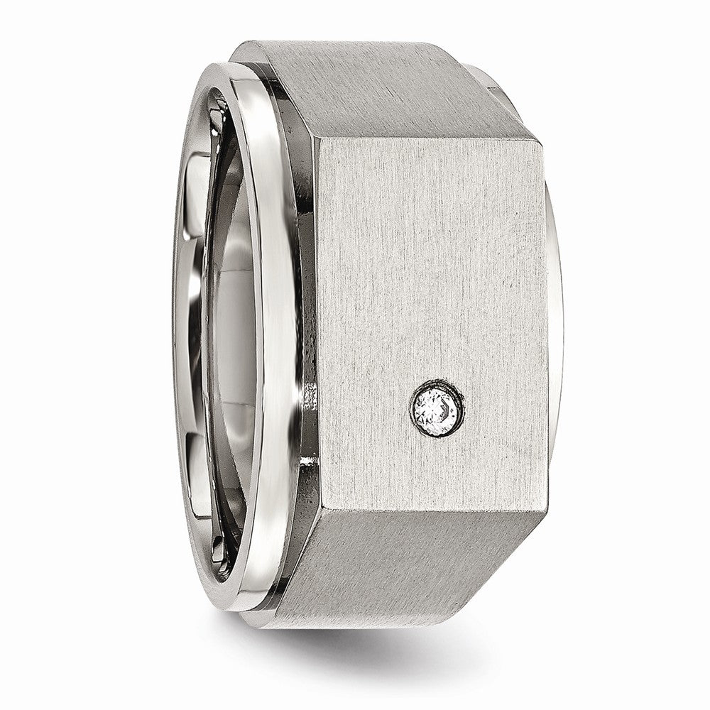 Sophia Jewelers Stainless Steel CZ Men's Signet Ring with Polished & Brushed Finish - 9 - 9