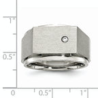 StainleSterling Silver Steel Brushed and Polished CZ Signet Ring