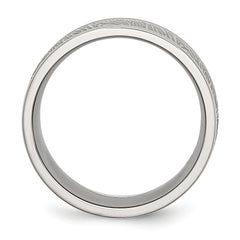 Stainless Steel Polished and Textured 9mm Rounded Edge Band