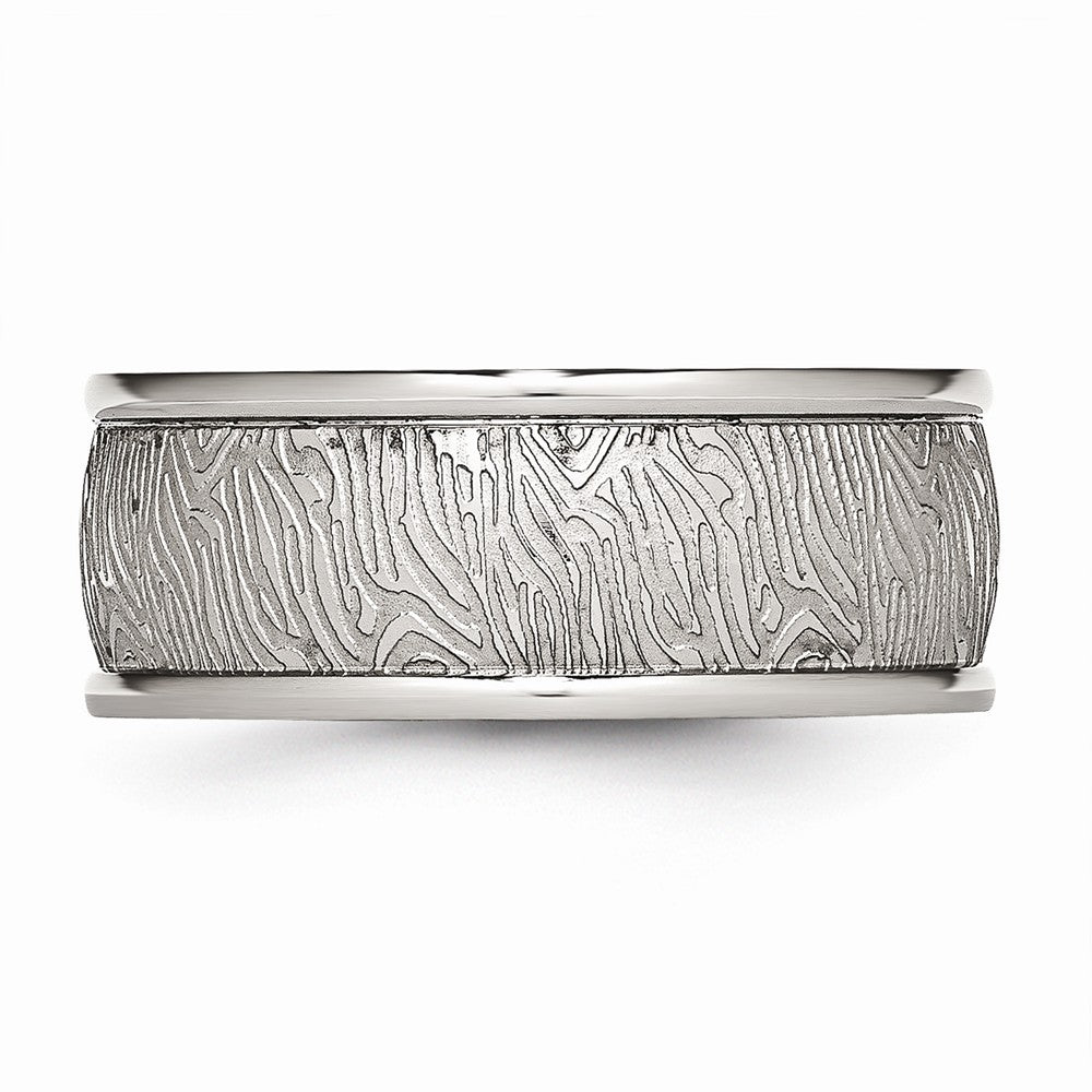 Polished & Textured Wedding Band in Stainless Steel, 9mm