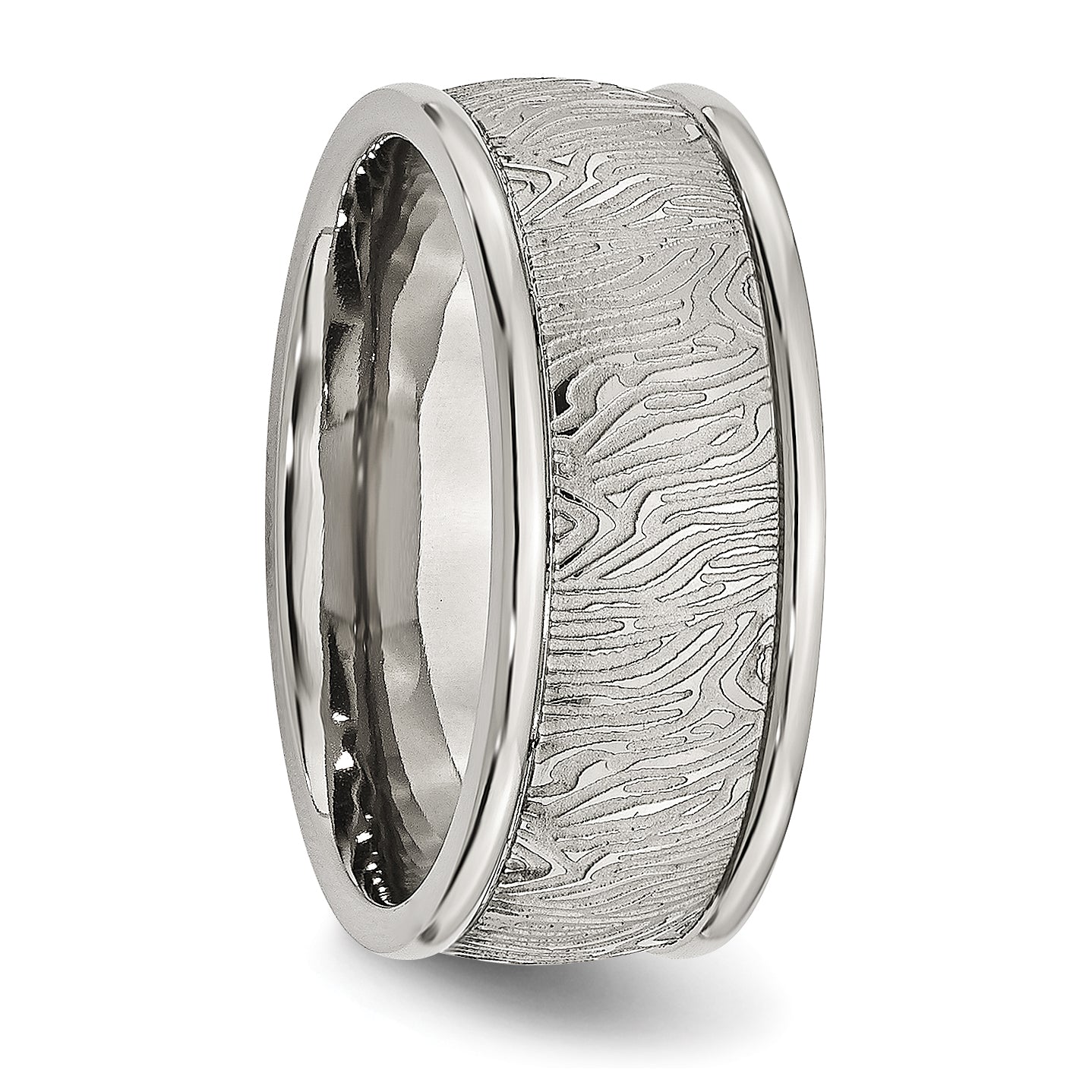 Stainless Steel Polished and Textured 9mm Rounded Edge Band