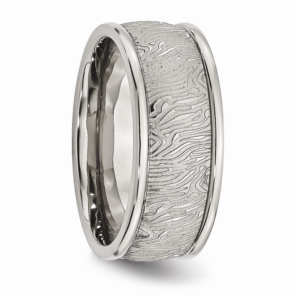 Polished & Textured Wedding Band in Stainless Steel, 9mm